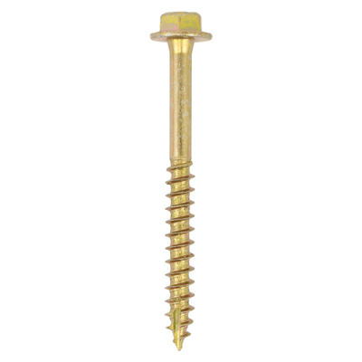 10.0x50 Advanced Flanged Coachscrew DIN 571 Zinc & Yellow Plated Pack 50