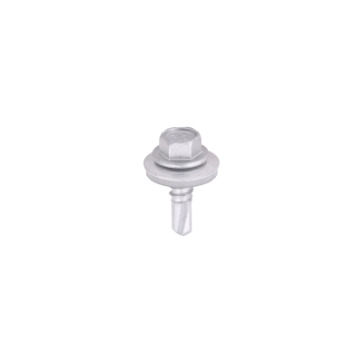 5.5x19 Hex Metal to Light Section Steel Self Drilling Exterior Screw and Washer Silver Pack 100