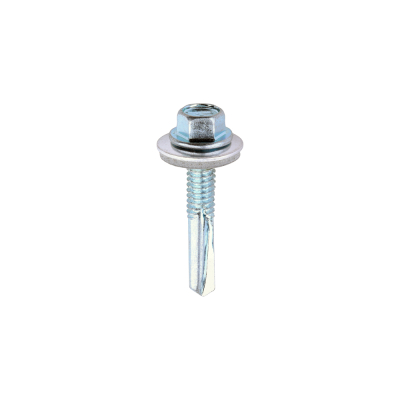 5.5x32 Hex Metal to Heavy Section Steel Self Drilling Screw and Washer Zinc Pack 100