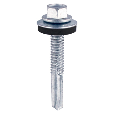 5.5x32 Hex Metal to Heavy Section Steel Self Drilling Screw and Washer Zinc Pack 100