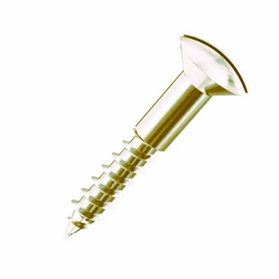 No4x1/2 Slotted Raised Countersunk Woodscrew Brass Pack 200