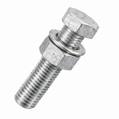 M20x70 Hex Setscrew & Nut & Washer Din933 Hot Dipped Galvanised Gr.8.8 Pack 50