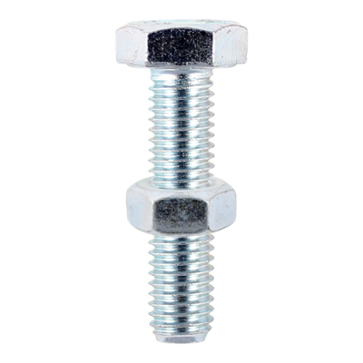 M6x20 Hex Setscrew & Nut Din933 Zinc Plated Gr.8.8 Pack 115