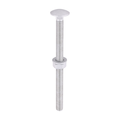 M8x110 Carriage Bolt, Nut & Washers Din603 Silver Pack 10