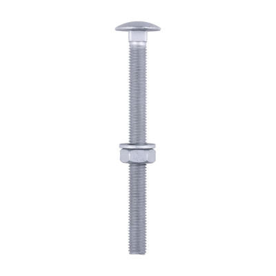 M10x120 Carriage Bolt, Nut & Washers Din603 Silver Pack 10