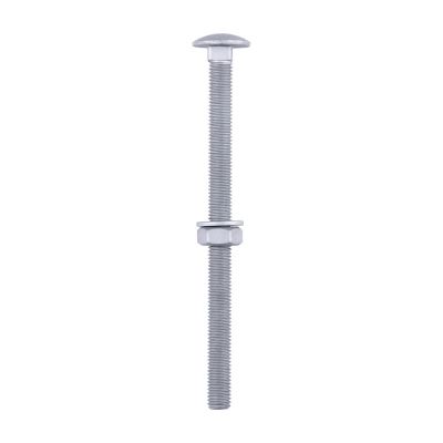 M10x150 Carriage Bolt, Nut & Washers DIN 603 Silver Pack 10