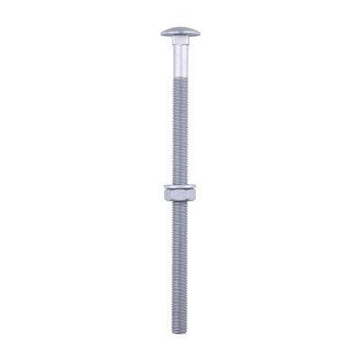 M10x180 Carriage Bolt, Nut & Washers Din603 Silver Pack 10