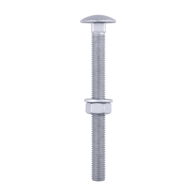 M12x130 Carriage Bolt, Nut & Washers Din603 Silver Pack 10