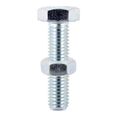 M6x25 Hex Setscrew & Nut DIN 933 Zinc Plated Gr.8.8 Pack 6