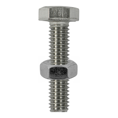 M10x100 Hex Setscrew & Nut DIN 933 A2 Pack 2