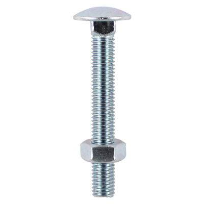 M10x130 Carriage Bolt & Nut Din603 Zinc Plated Gr.4.8 Pack 20
