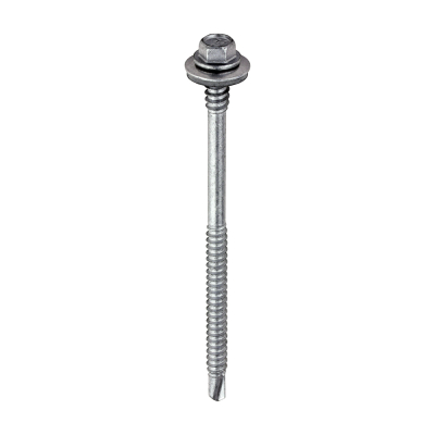 5.5/6.3x98 Hex Composite Panel to Light Section Steel Exterior Self Drilling Screw and Washer Silver