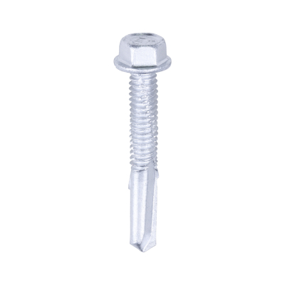 5.5x38 Hex Metal to Heavy Section Steel Self Drilling Bi Metal Exterior Screw A2/Silver Pack 100