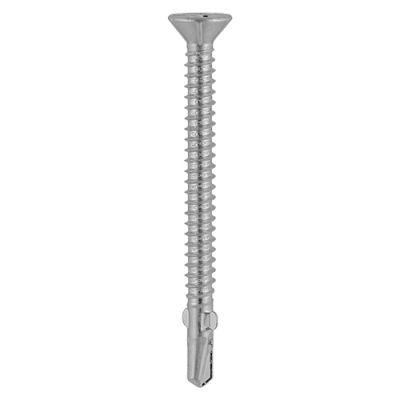 5.5x65 Hex Wood to Light Section Steel Bi Metal Wing Tip Self Drilling Exterior Screw A2/Silver Pack