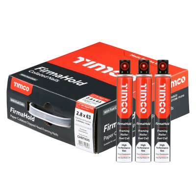 2.8x63 Collated Straight Ring Nail Galvanised & 3CFC Fuel Cells FirmaHold Pack 3300