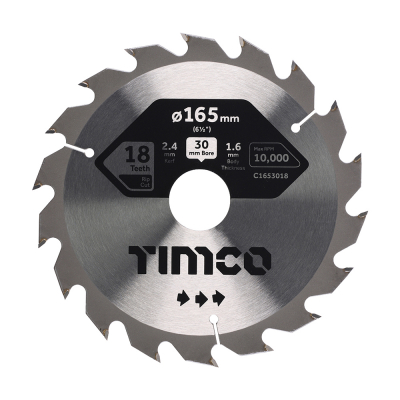 165x30x18T Circular Saw Blade Wood/Board Timco