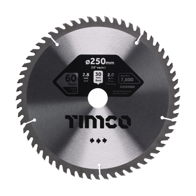 250x30x60T Circular Saw Blade Wood/Board Timco