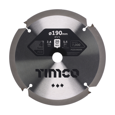 190x20x4T Circular Saw Blade Fibre Cement Board Timco