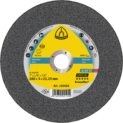 180x3x22.23 Metal Cutting Disc A24TZ SPECIAL Klingspor Pack 25