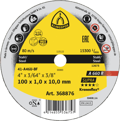 50x1x6 Metal Slitting Disc A660RSupra Klingspor Pack 40
